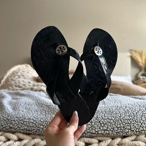 Tory Burch Black Patent Sandals